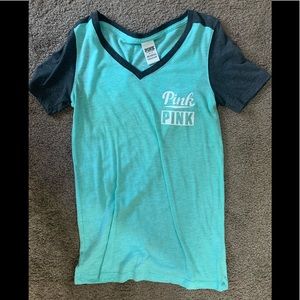 Teal and gray pink shirt sleeve